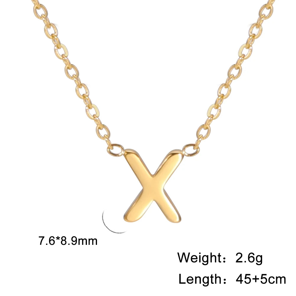 Minimalist Initial Necklace – A–Z Alphabet Stainless Steel Choker for Women