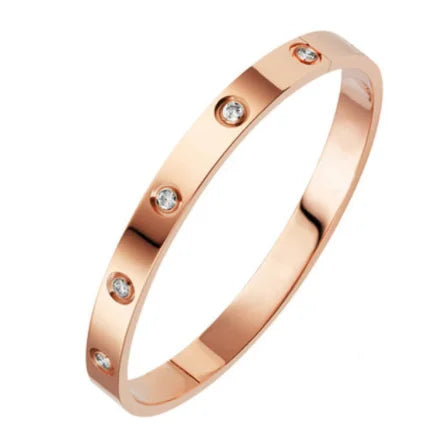 Stainless Steel Rhinestone Bangle Bracelet for Women
