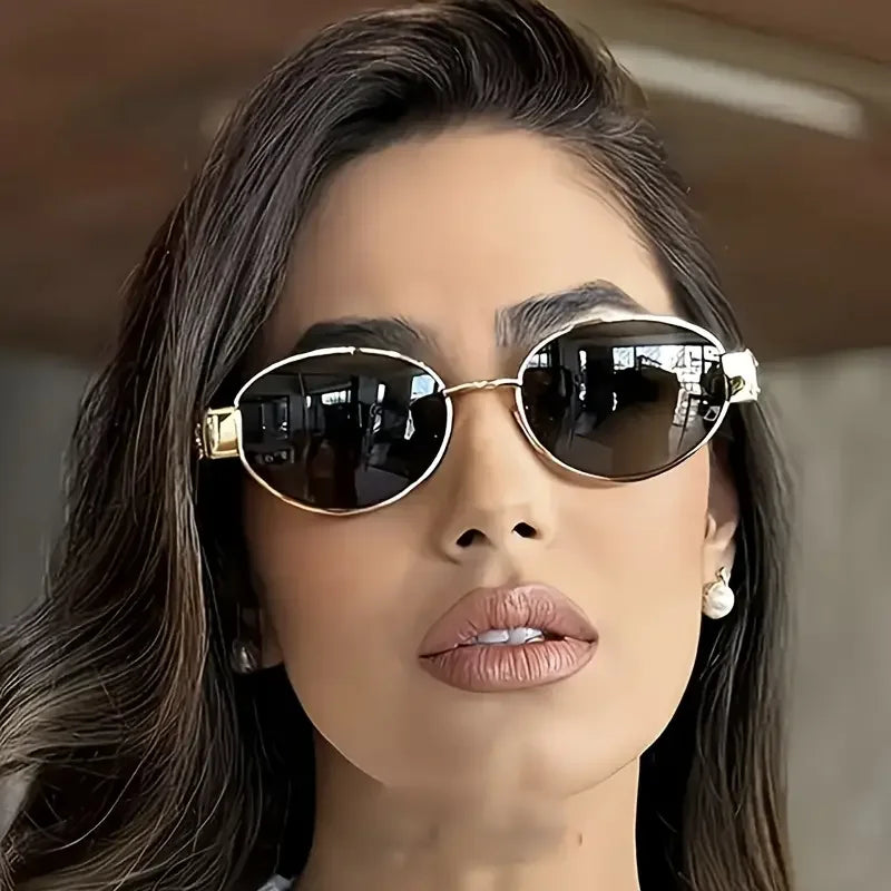 Retro Steampunk Oval Sunglasses for Women