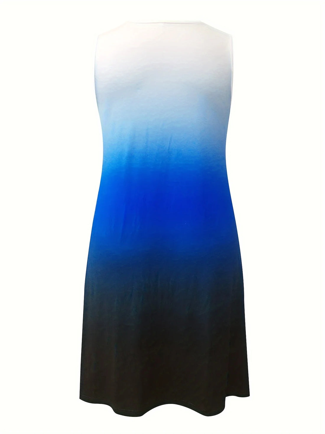 Plus Size Gradient Print Tank Dress – Sleeveless V-Neck Summer Outfit