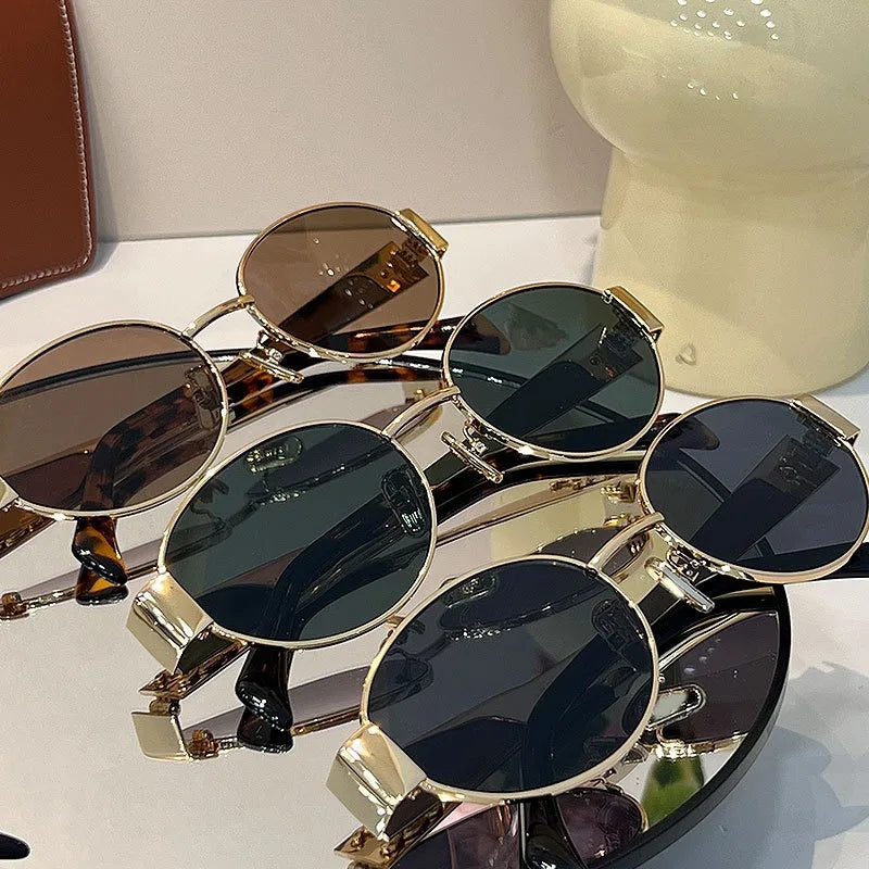 Retro Steampunk Oval Sunglasses for Women