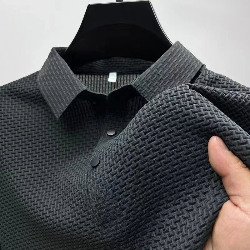 Men’s Business Casual Polo Shirt – Short Sleeve Solid Color Summer Top