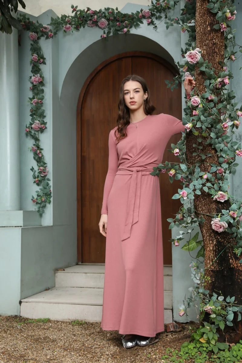 AS 2025 Summer Ribbed Wrap Top & A-Line Dress Set