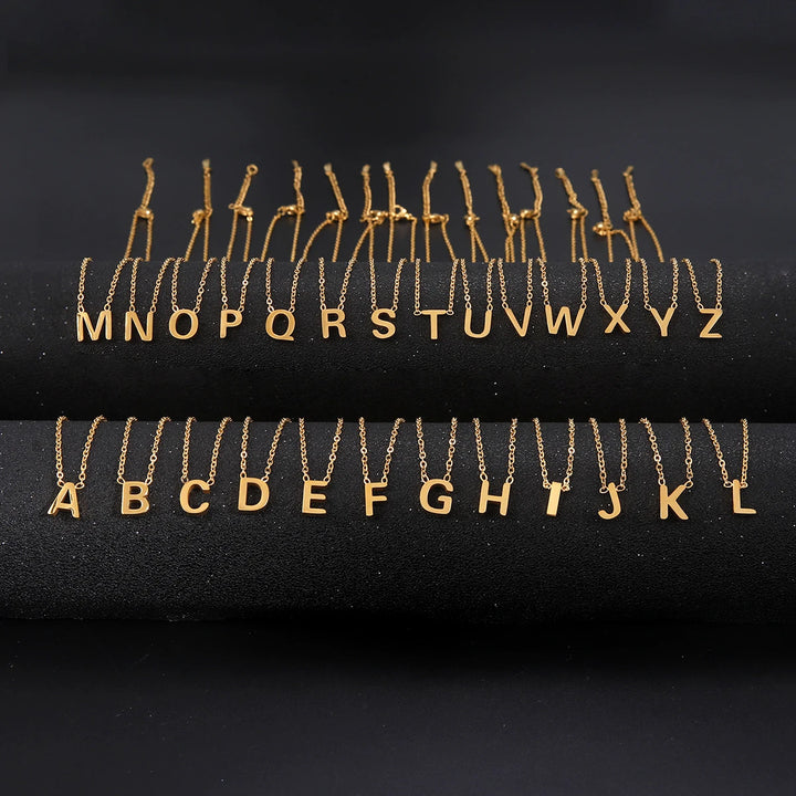 Minimalist Initial Necklace – A–Z Alphabet Stainless Steel Choker for Women