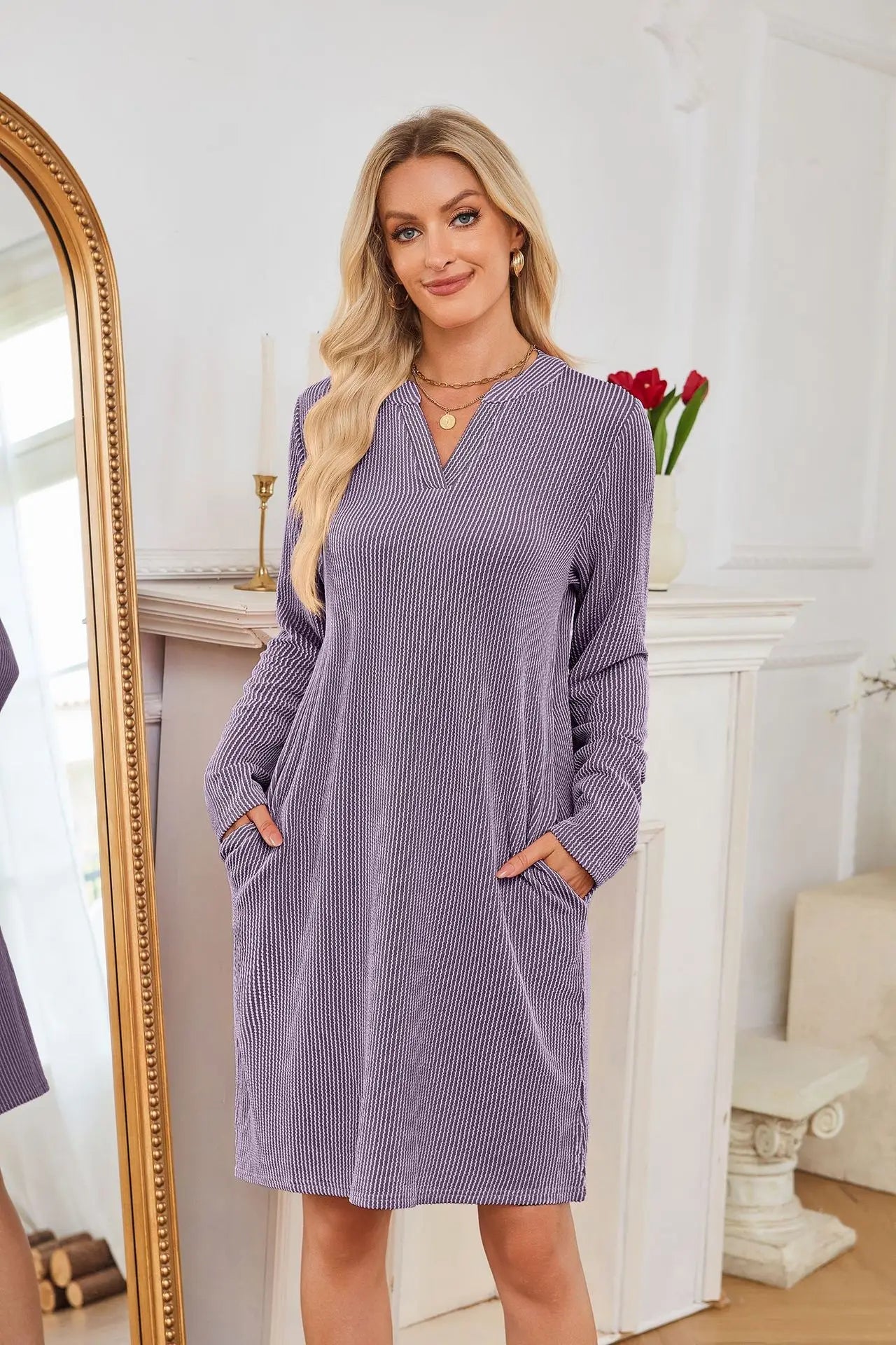 Solid Color Casual Loose Short Dress