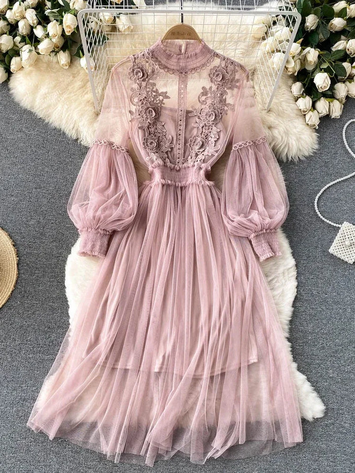 Elegant Mesh Flower Dress