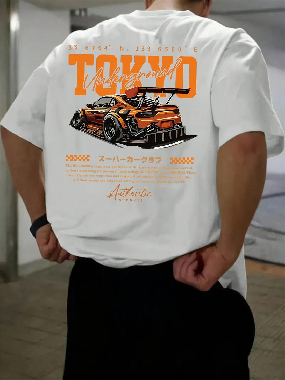 Men’s Summer Cotton T-Shirt – Tokyo Print Casual Loose Fit Short Sleeve Top