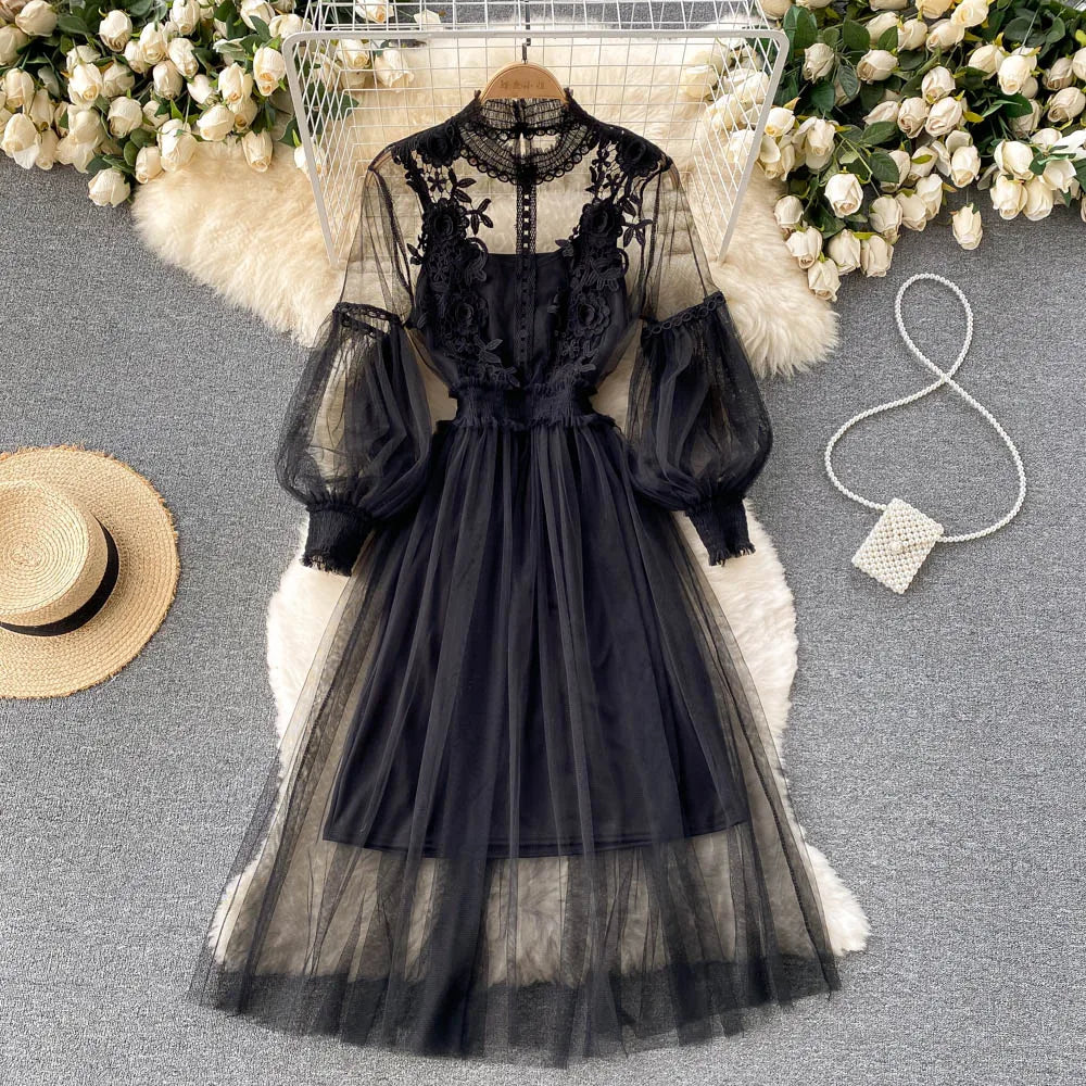 Elegant Mesh Flower Dress