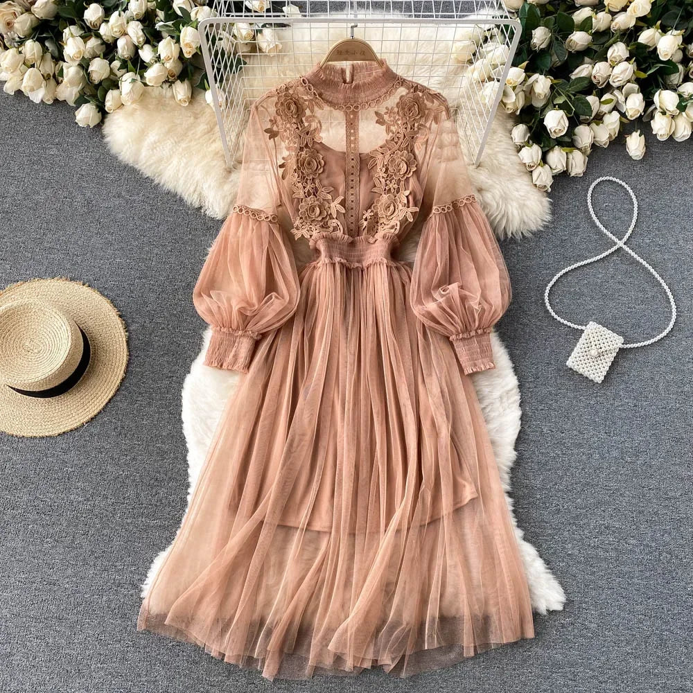 Elegant Mesh Flower Dress