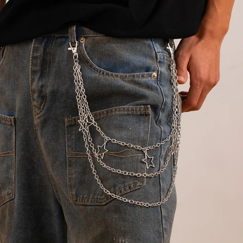 Punk Metal Pants Chain with Cross Pendant – Hip Hop Waist Accessory