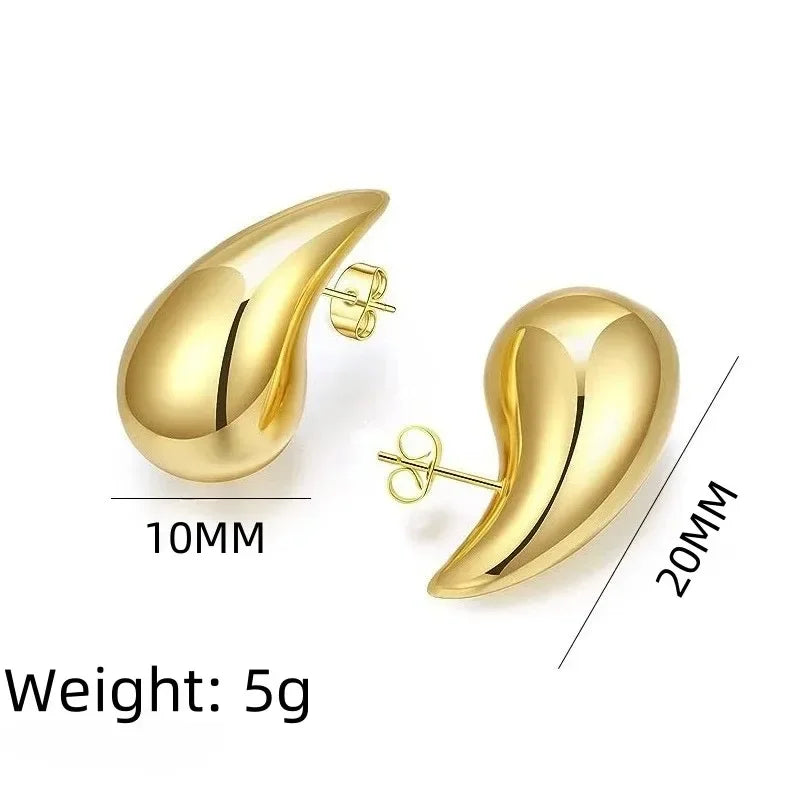 925 Sterling Silver 18K Gold Plated Chunky Dome Teardrop Earrings for Women