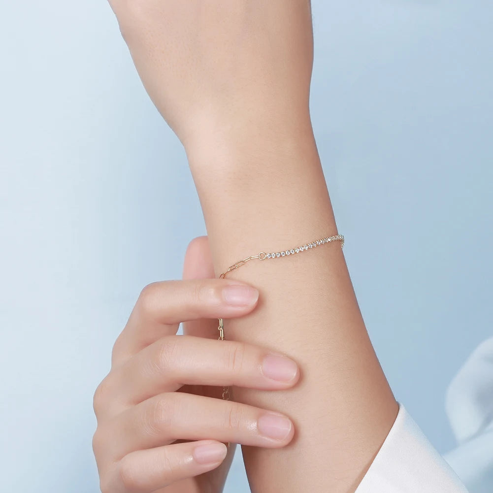 ORSA JEWELS 14K Gold Plated Paperclip Chains Tennis Bracelet