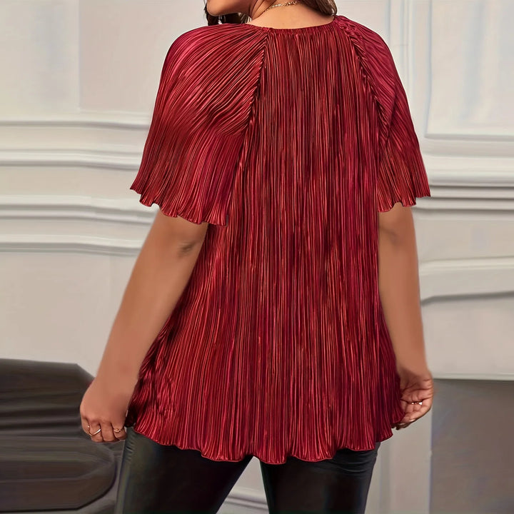 Plus Size Solid Color T-Shirt – Short Sleeve Round Neck Loose Fit