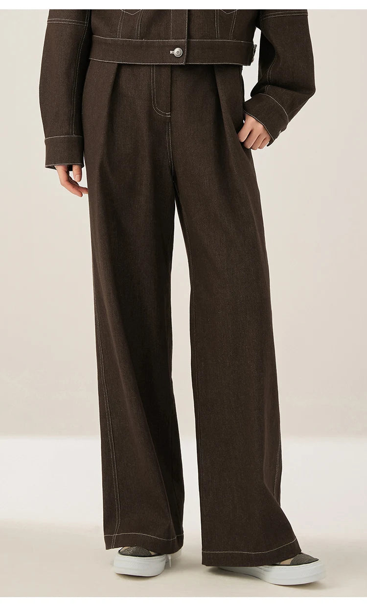 KL7523358 Women’s High Waisted Wide Leg Denim Pants