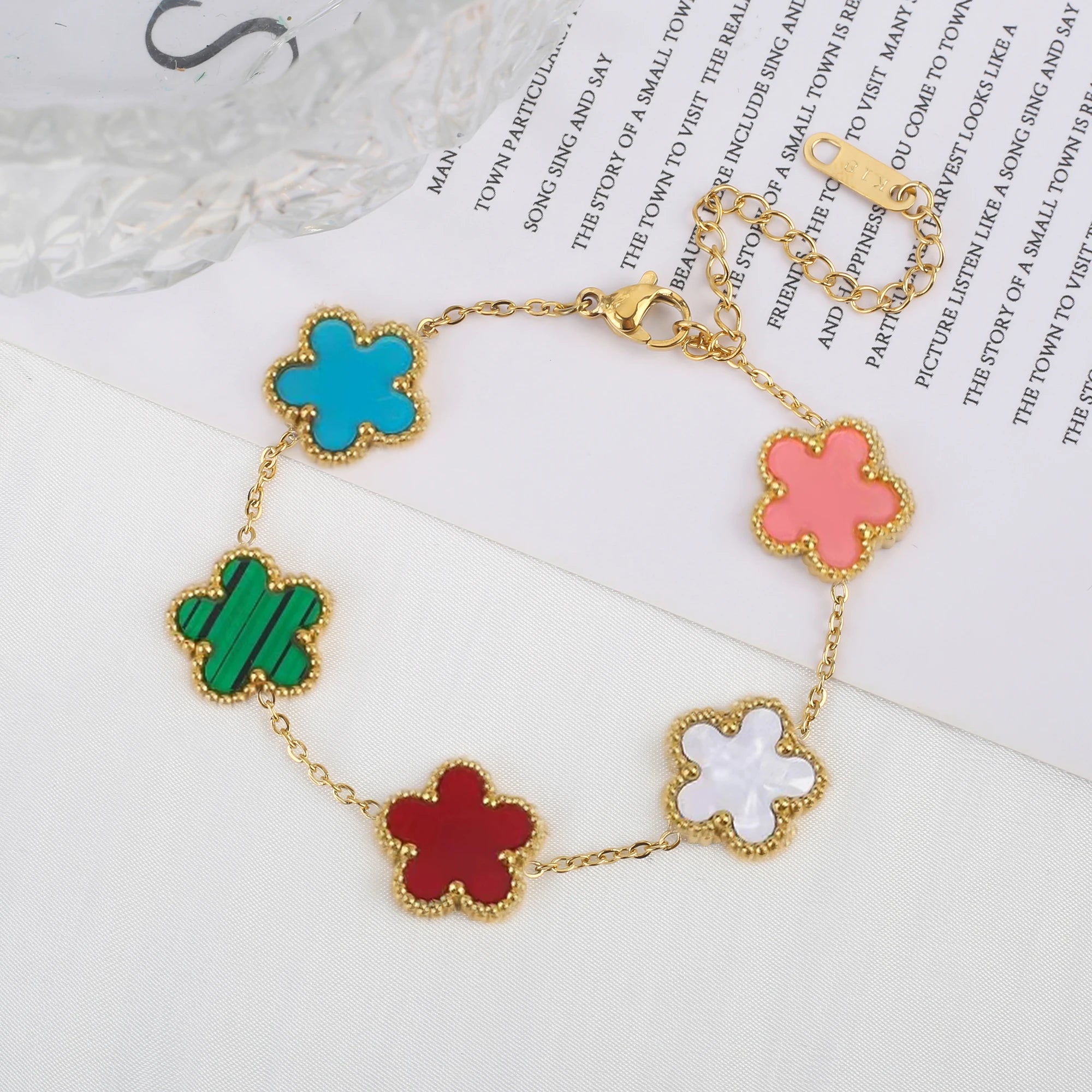 Classic Stainless Steel Five-Flower Bracelet for Women