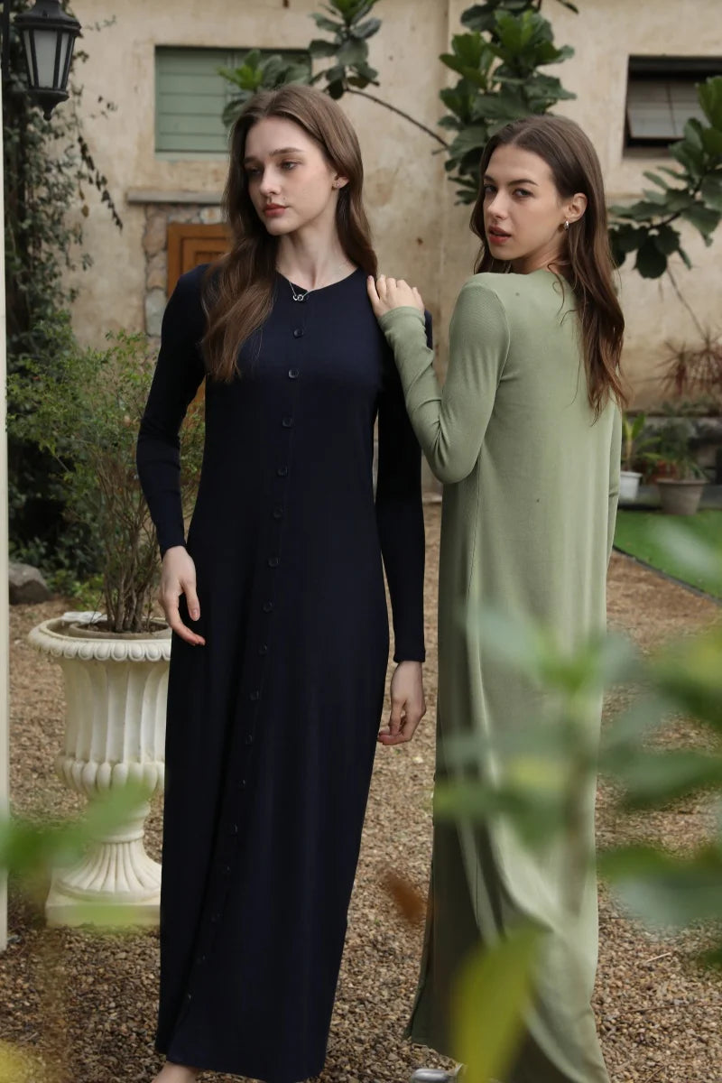 Women’s Summer Ribbed Maxi Dress – Button Front Casual Outfit 2025