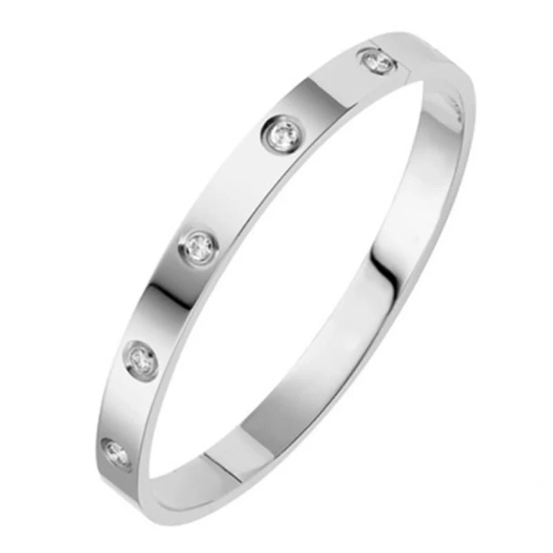 Stainless Steel Rhinestone Bangle Bracelet for Women