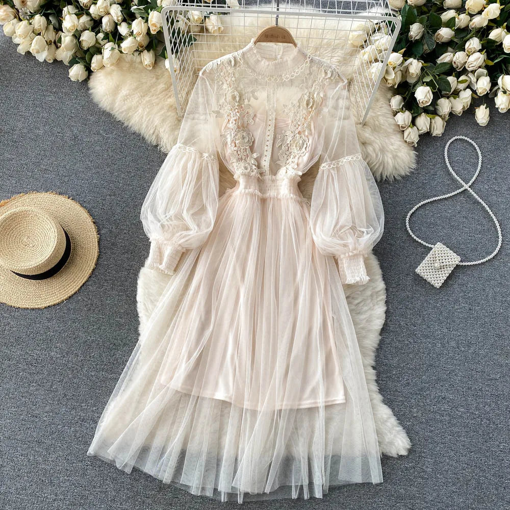 Elegant Mesh Flower Dress