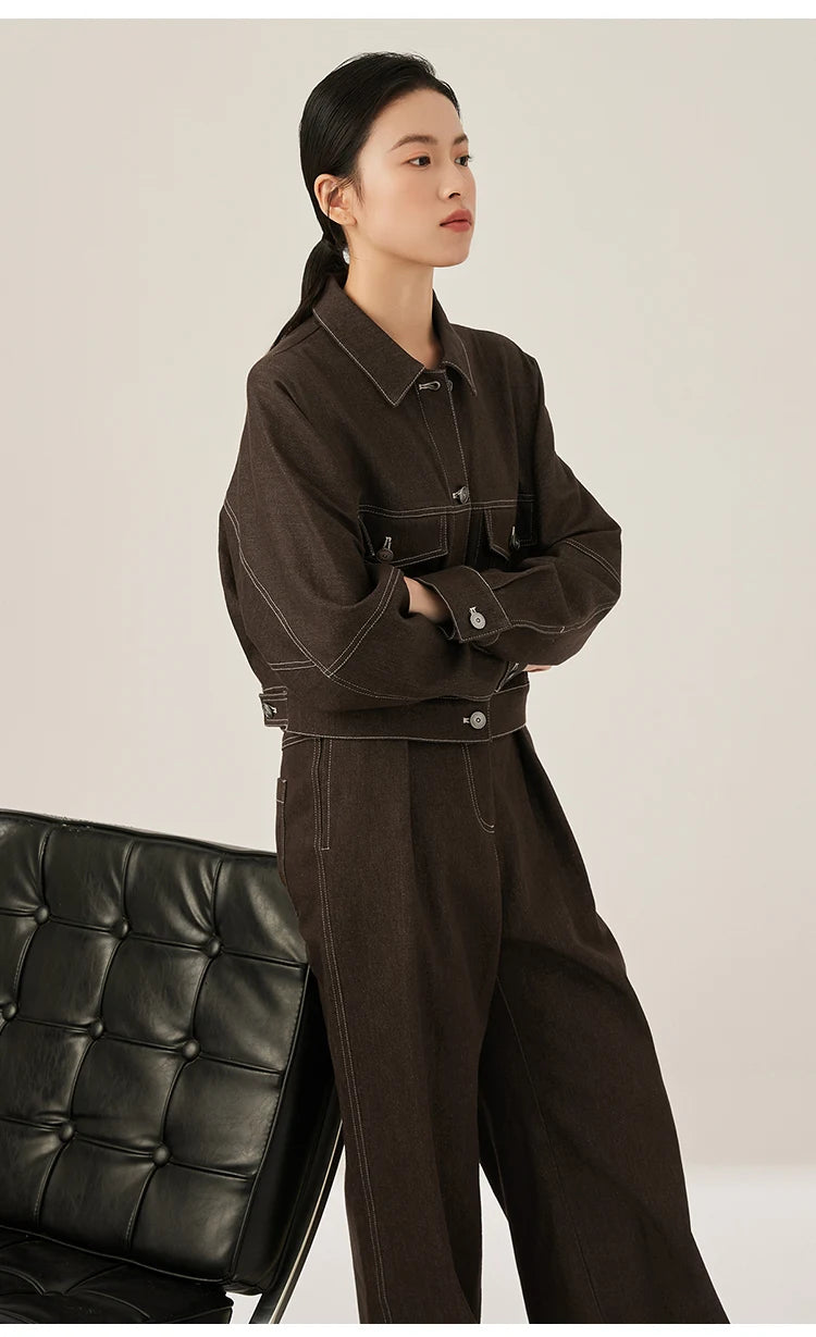 KL7523358 Women’s High Waisted Wide Leg Denim Pants