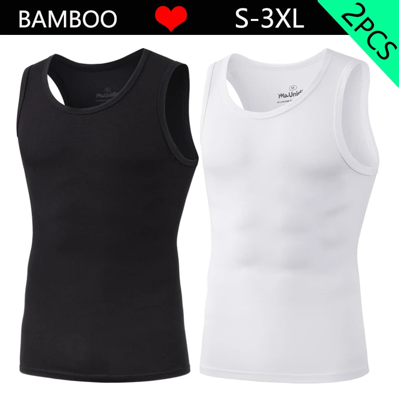 2-Pack Men’s Tank Tops – Bamboo Fiber Sleeveless Gym Vests