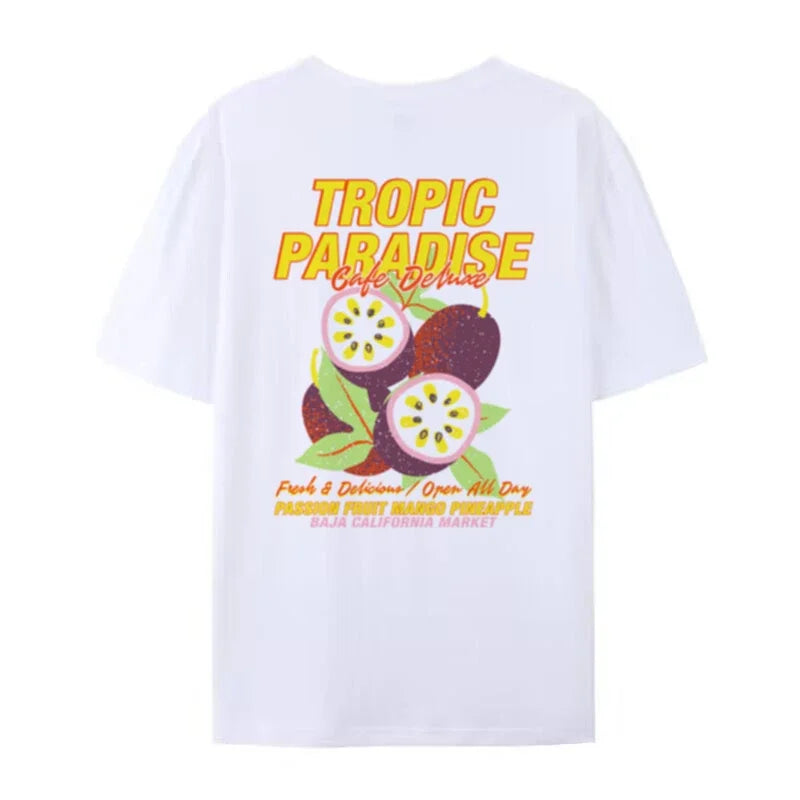 Plus Size Women’s Back Print Tropical Fruit T-Shirt