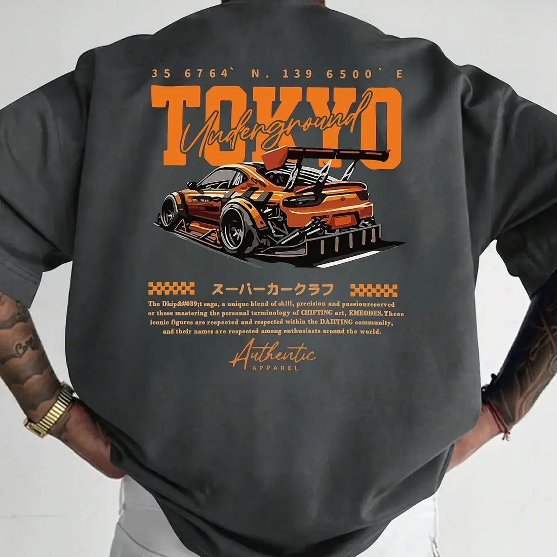 Men’s Summer Cotton T-Shirt – Tokyo Print Casual Loose Fit Short Sleeve Top