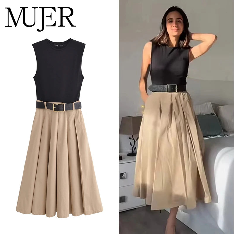 MUJER 2025 Women’s Pleated Midi Dress